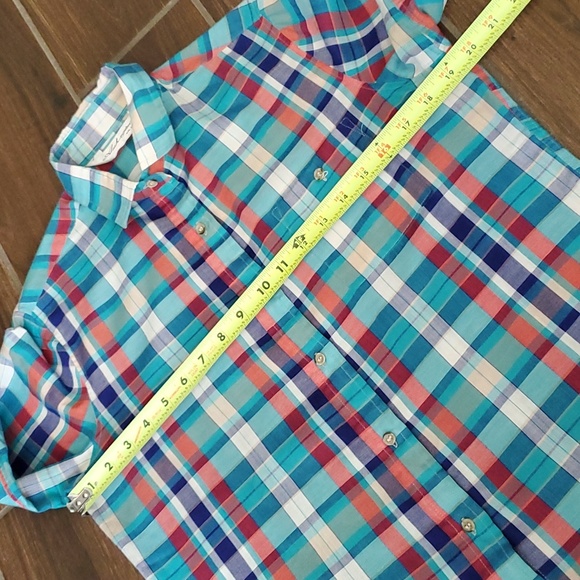 Vintage Aubergine Aqua Plaid Button Up Women 12 - Picture 8 of 9